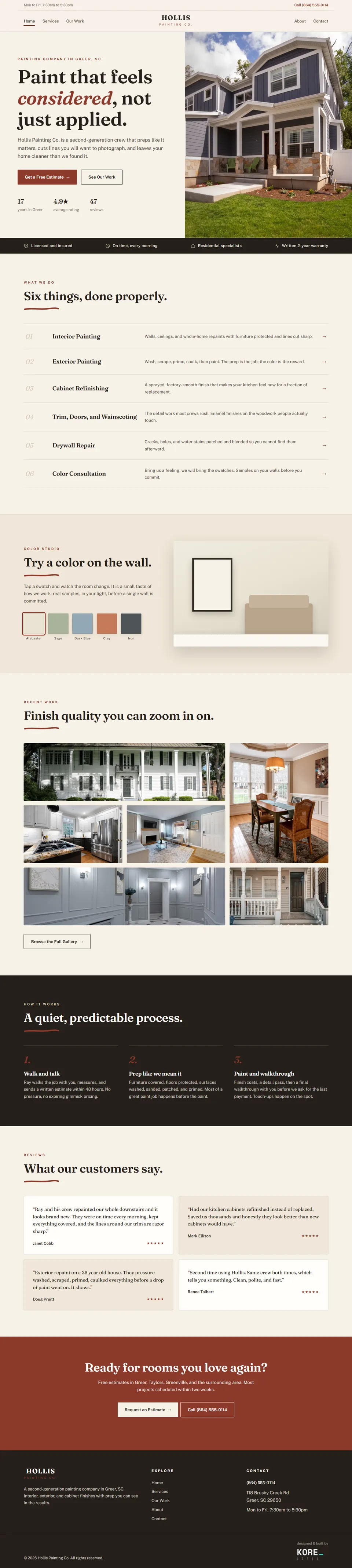 Hollis Painting Co. website