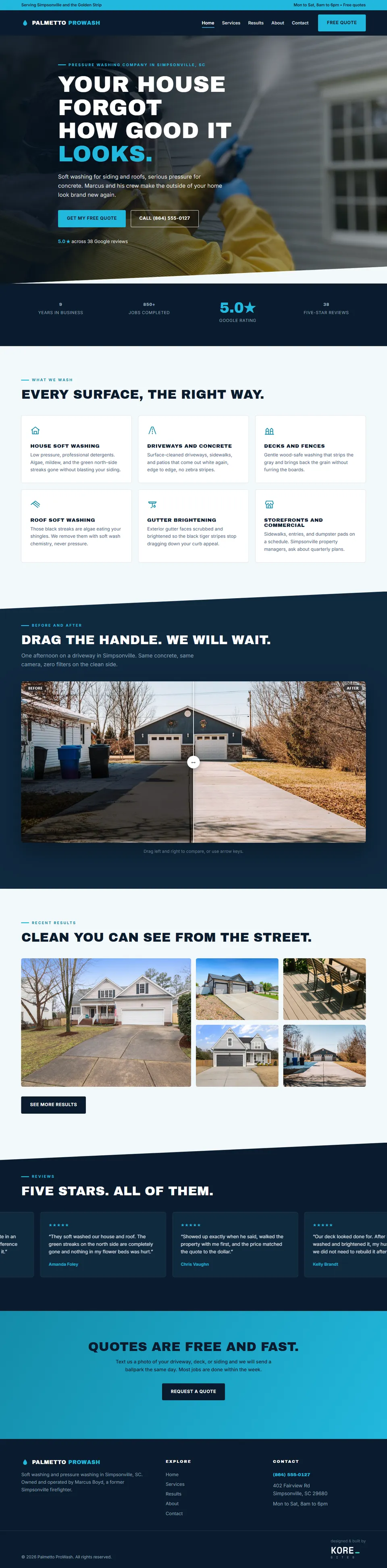Palmetto ProWash website