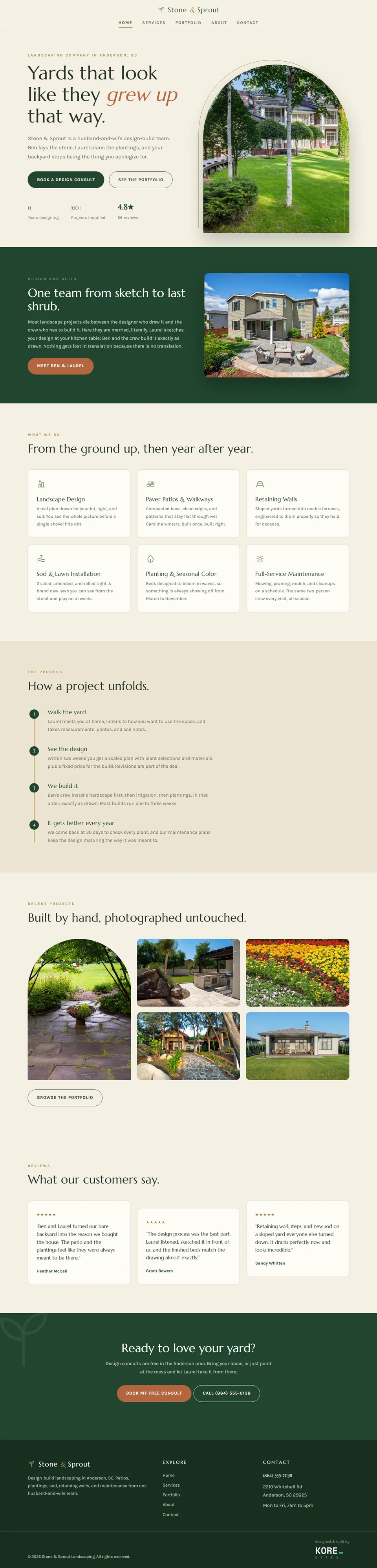 Stone & Sprout Landscaping website